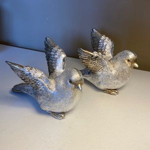 Metallic Silver Resin Birds